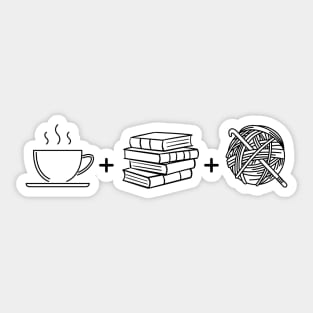 Coffee, Books & Crochet - light background Sticker